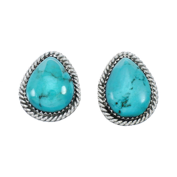 Native American Sterling Silver Turquoise Post Earrings JX130952